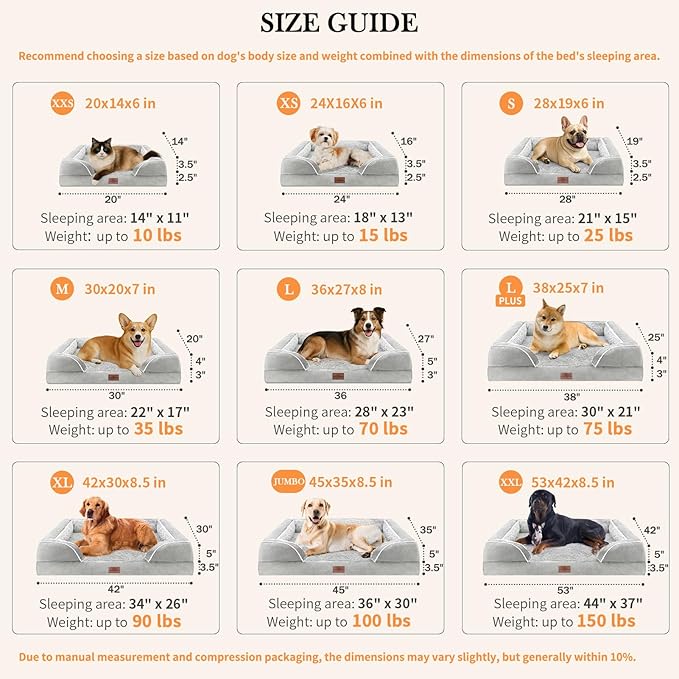 Comfort Expression Waterproof Orthopedic Dog Bed for Medium Size Dog