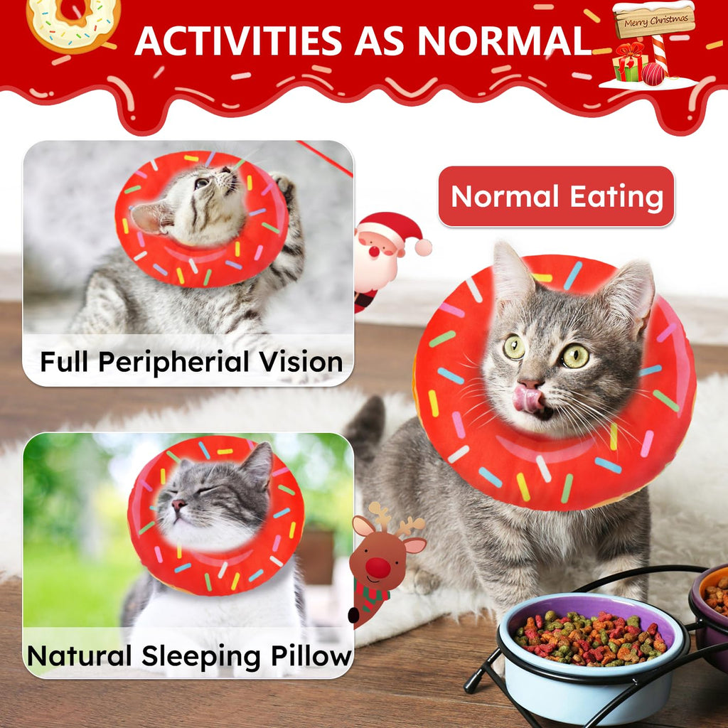 Hpetppy Cat Cone Collar Soft, Cat Recovery Collar for Wound Healing Cute Kitten Donut Adjustable Pet Cones to Stop Licking Comfortable Lightweight Neck Elizabethan Collars for Kittens After Surgery