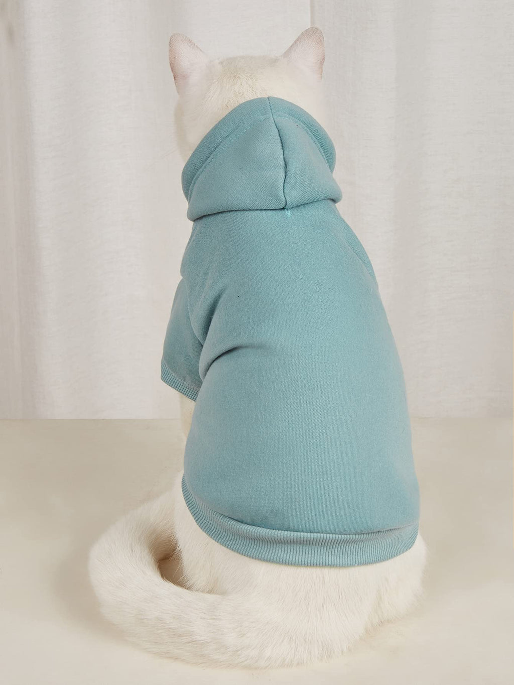 QWINEE Basic Dog Hoodie Sweatshirt Puppy Sweater Warm Cat Costumes Pet Clothes for Chihuahua Puppy Kitten Small Medium Dogs Cadet Blue X-Small