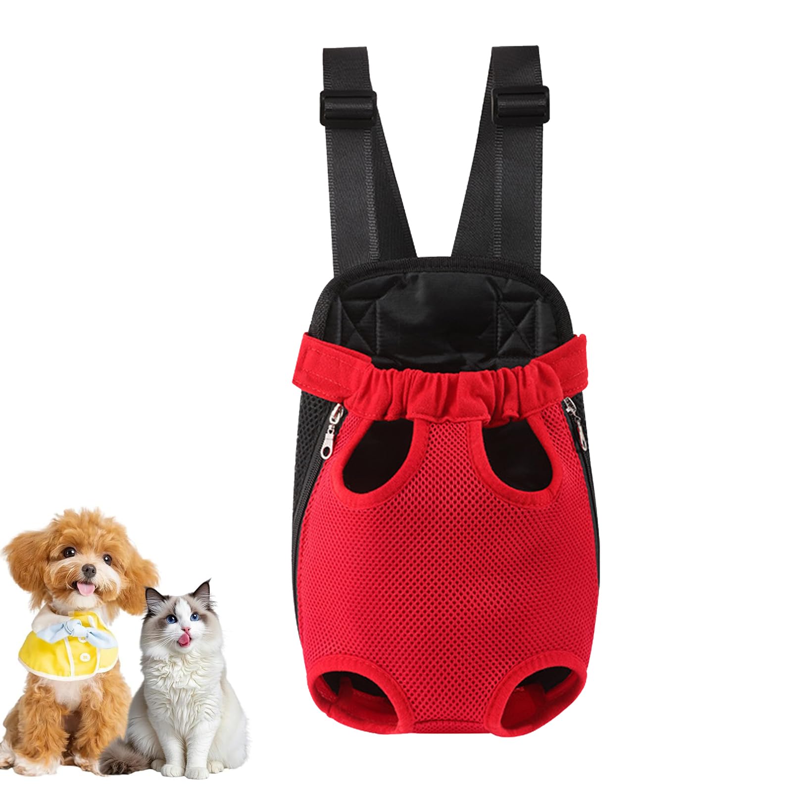 Dog Carrier Backpack, Adjustable Pet Front Carrier Backpack, Ventilated Pet Chest Carrier for Hiking Camping Travel, Sling Bag for Small Medium Dog Cat Rabbit Puppy (Red, XL)
