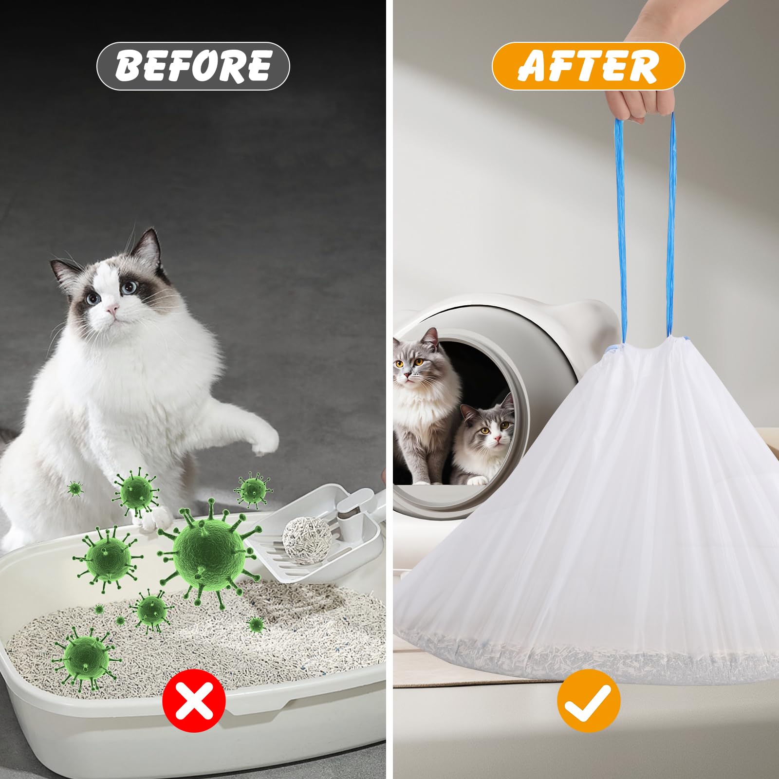 120 Cat Litter Bags Compatible with Litter Robot 3/4/5