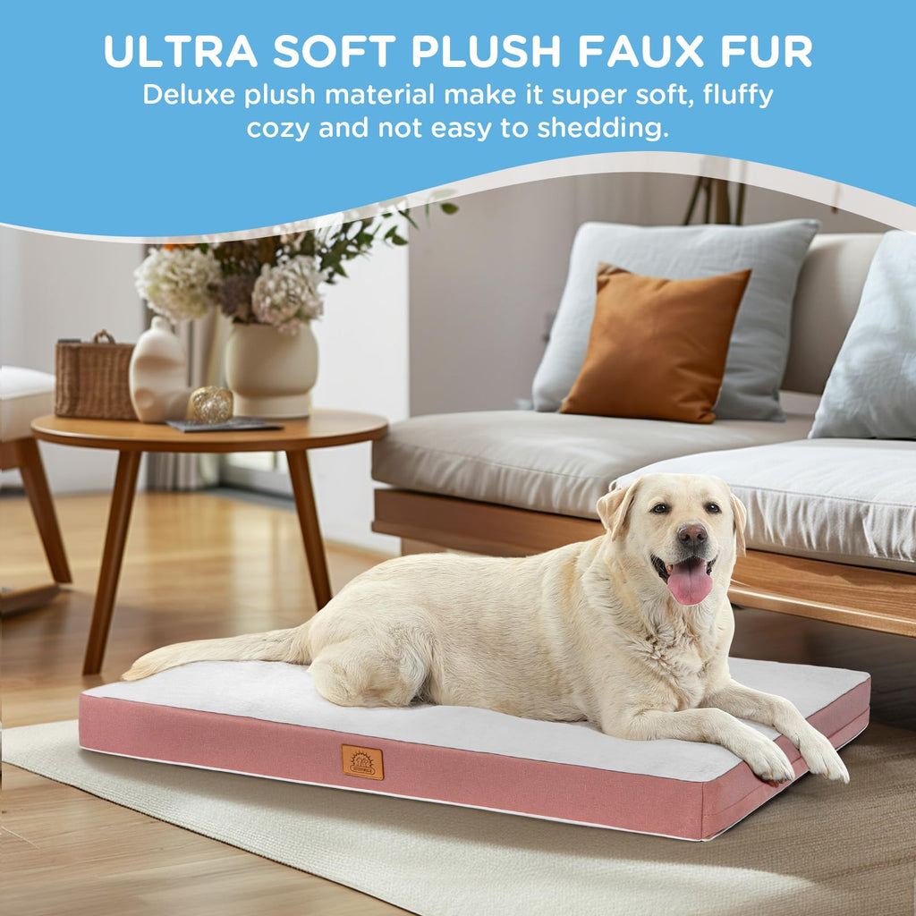 Sunheir Washable Orthopedic Large Dog Bed, Big Waterproof Dog Crate Bed 36"