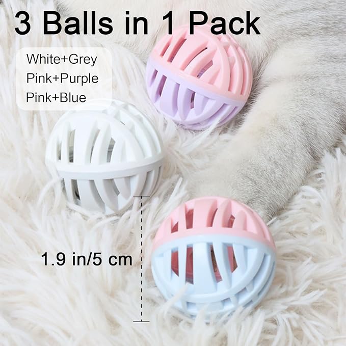 MeowAroma Cat Toy Balls with Bell Inside, Rubber, 2 inches, 3 Pcs