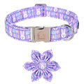 MR. CHUBBYFACE· Easter Dog Collar, Purple Rabbit Pet Collar with Flower, Adjustable Puppy Collar Bowtie for Small Medium Large Dogs