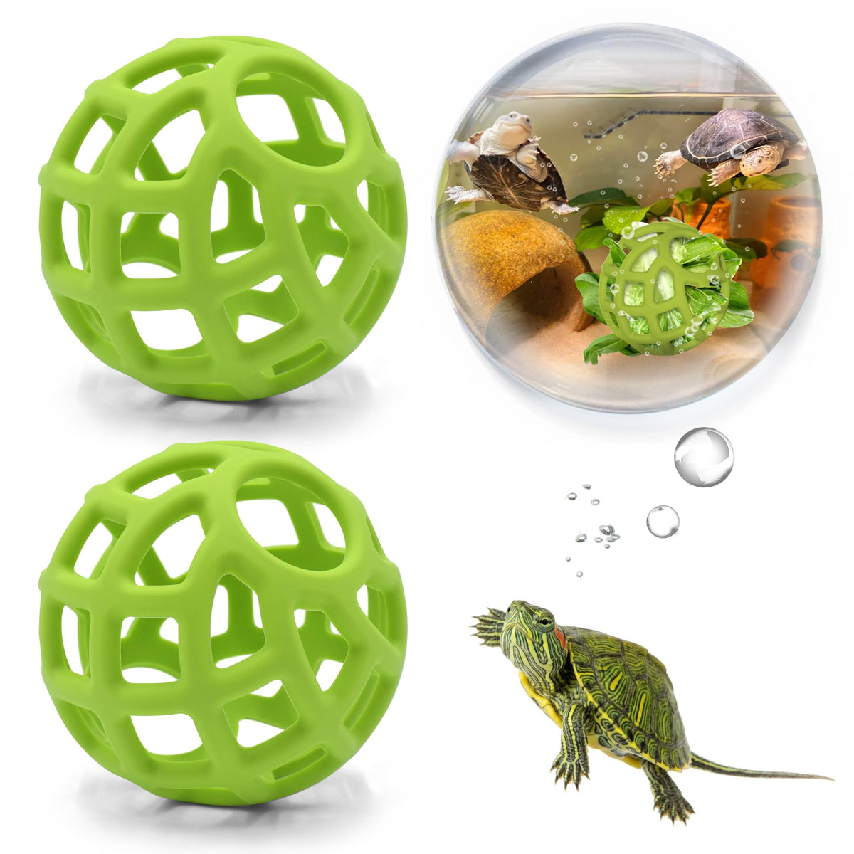 BUYBYLOV Turtle Feeder Ball, Aquatic Turtle Tank Accessories, Red Eared Slider Turtles Toys, Aquarium Decorations
