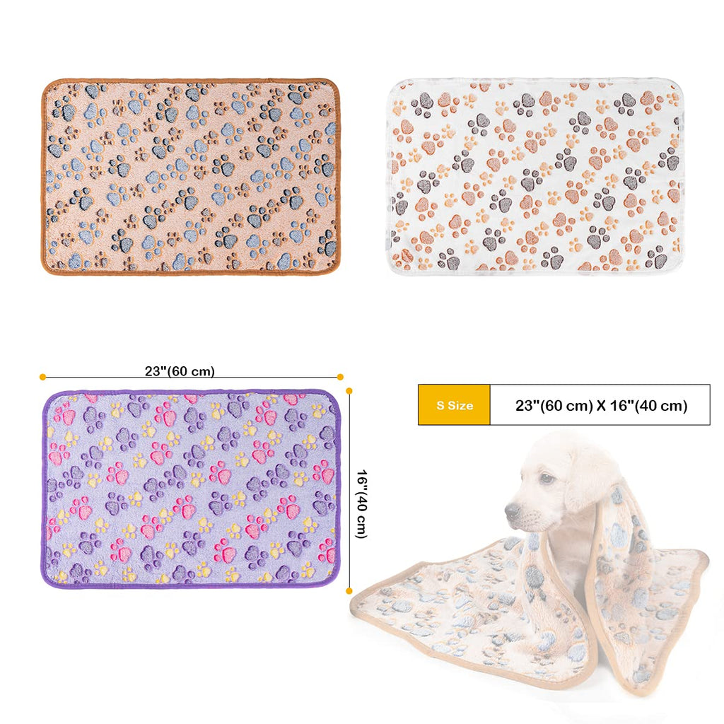 Dono 1 Pack 3 Dog Blankets for Small Dogs, Soft Fluffy Paw Print Pattern Fleece Pet Blanket Warm Sleep Mat, Puppy Kitten Blanket Doggy Mat for Dog Cat Kitten Doggy