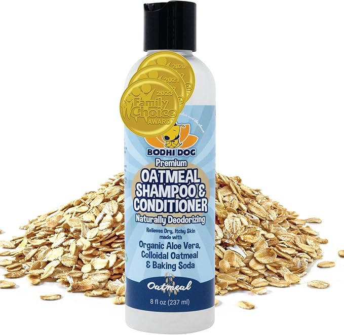 Bodhi Dog Shampoo Brush & Oatmeal Shampoo and Conditioner Bundle - Soothes and Moisturizes Dry, Itchy Skin - Bath Bundle for Shower, Showerhead, Sprayer & Bathing