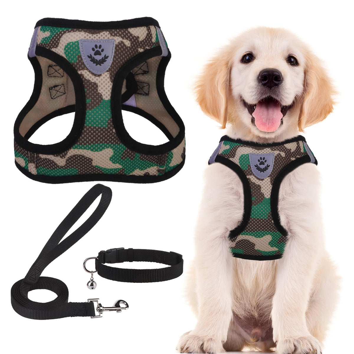 PUPTECK Dog Harness, Collar and Leash Set No Pull for Small Medium Sized