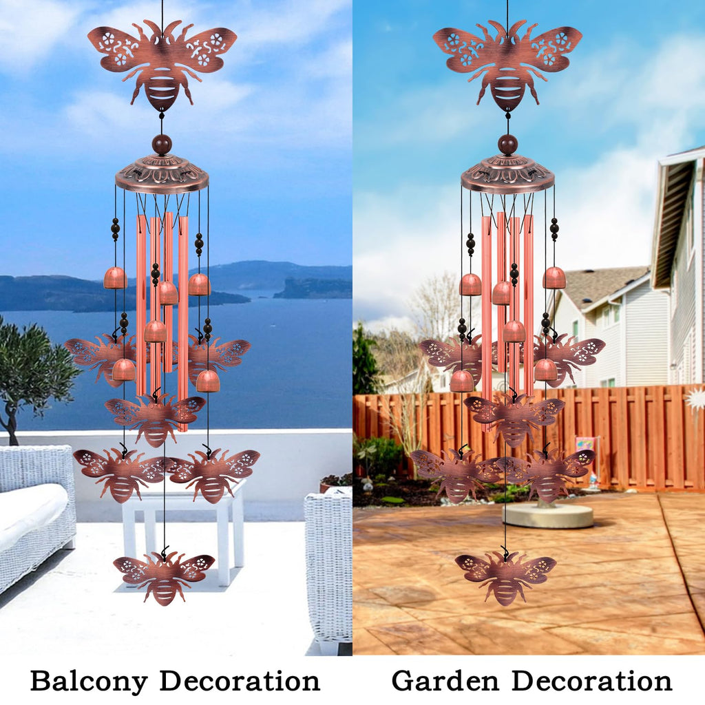Outdoor Bees Wind Chimes, Gifts for Mom & Grandma & Family, Music Wind Catcher, Mobile Bee Ornaments, Memorial Windchime, Blessing Wind Bells for Indoor,Home,Balcony,Lawn,Tree,Yard, Garden Decoration