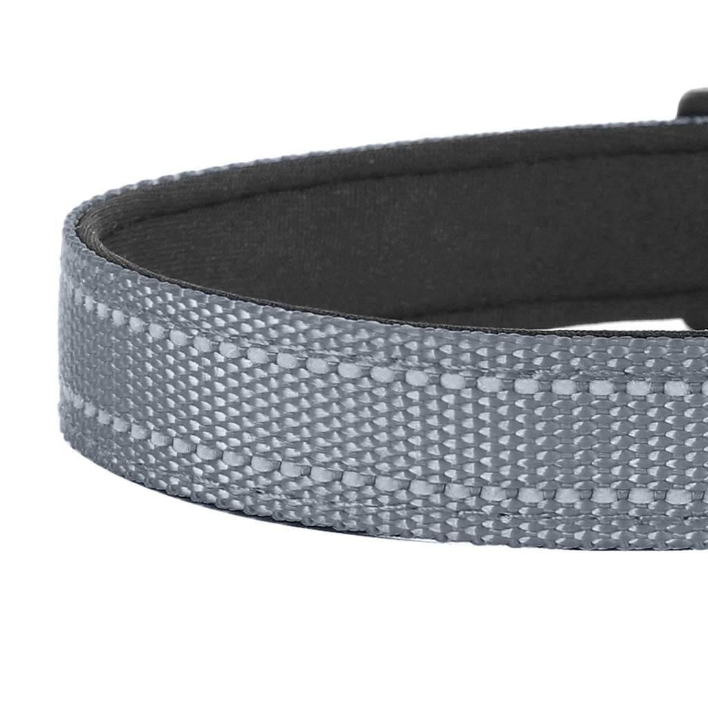 PWOD Reflective Dog Collar, Adjustable Soft Neoprene Padded,Gray,XL