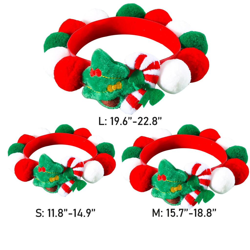 Lionheart glory Christmas Collar Pom-Pom Plush Ball Collar for Large Dogs Pet Christmas Costume Soft Funny Dog Collar Xmas Party Accessories Headgear