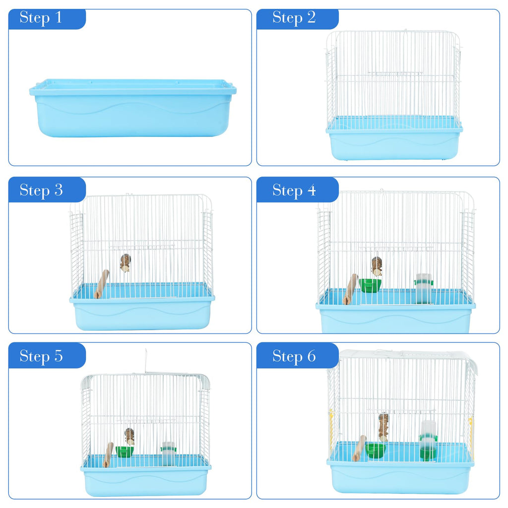 Small Bird Cage for Travel, Parrot Carrier with Handle 9.5"L x 12"W x 12"H