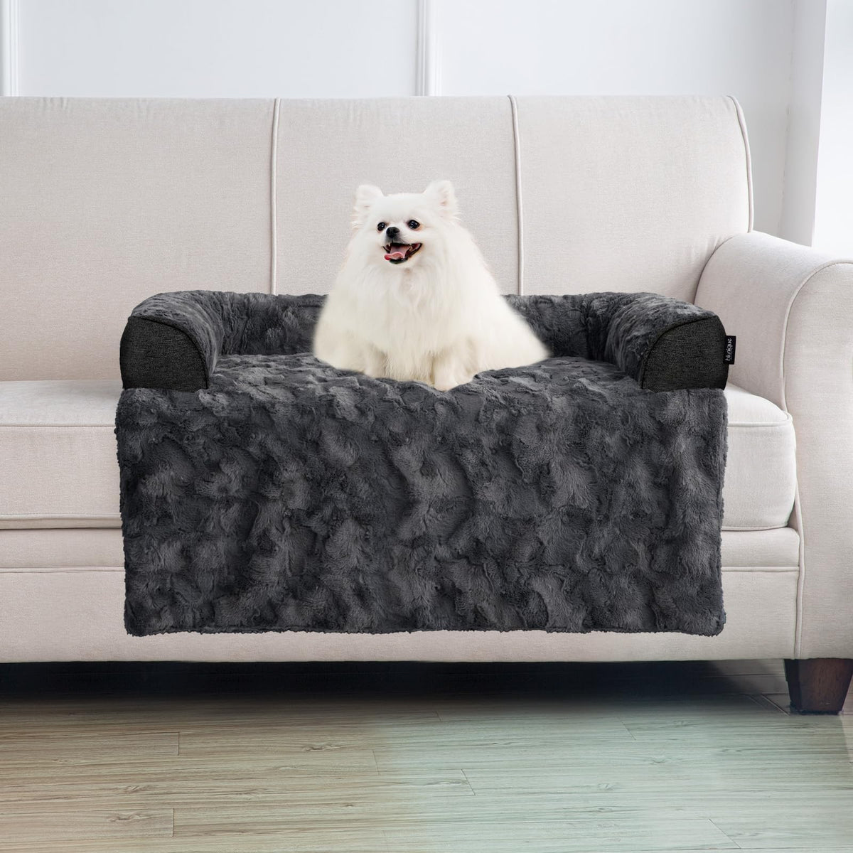 blunique Calming Dog Bed for Couch with Tie-Dye Pattern, 45x37 Inch, Blue
