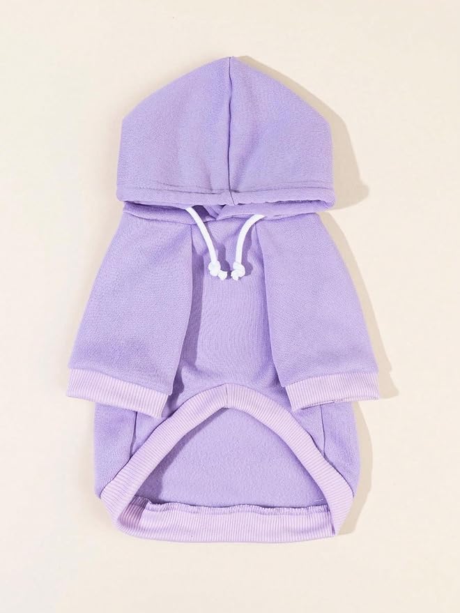 QWINEE Basic Dog Hoodie Sweatshirt Puppy Sweater Warm Cat Costumes Pet Clothes for Chihuahua Puppy Kitten Small Medium Dogs Mauve Purple Large