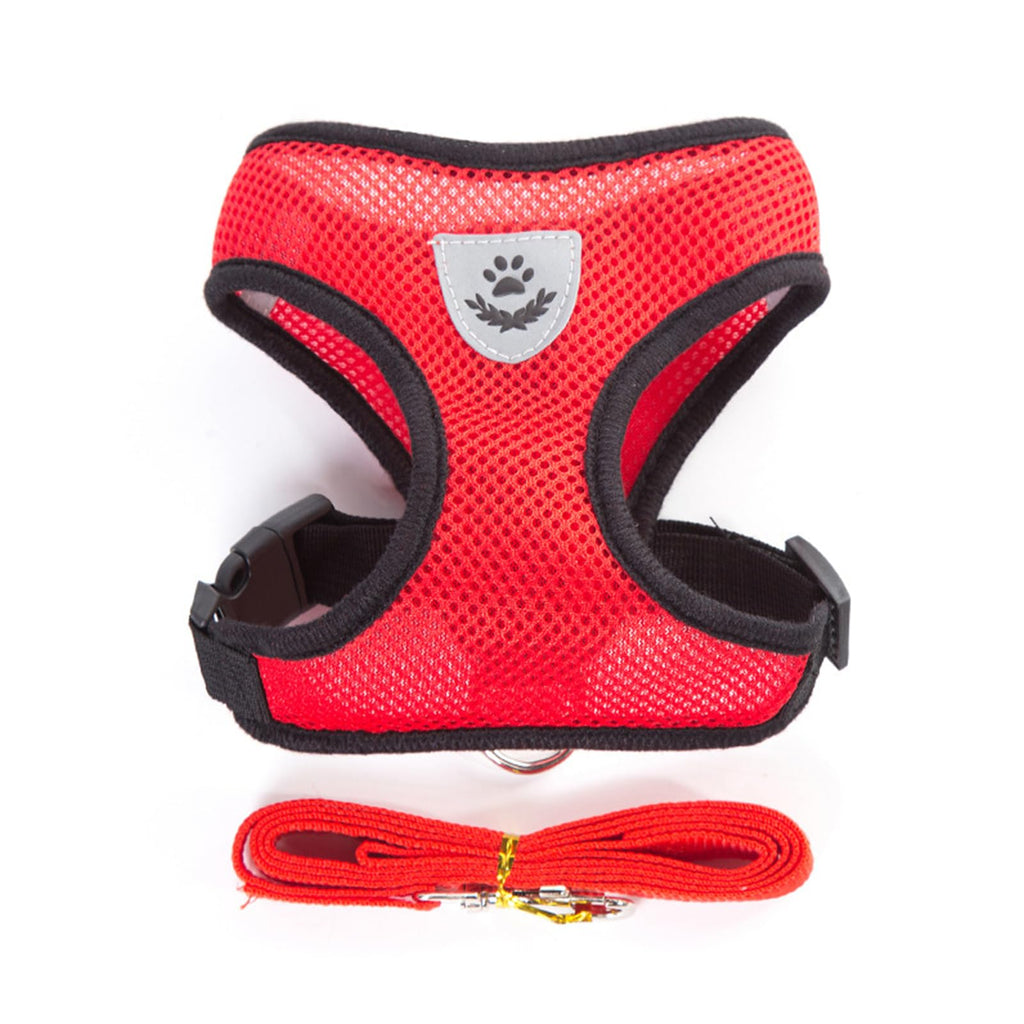 shudyear Summer cat Chest Harness and Leash, Anti-Escape Adjustable Soft mesh cat Leash and Chest Harness Set for All Types of Cats cat Vests (Size L,Red)