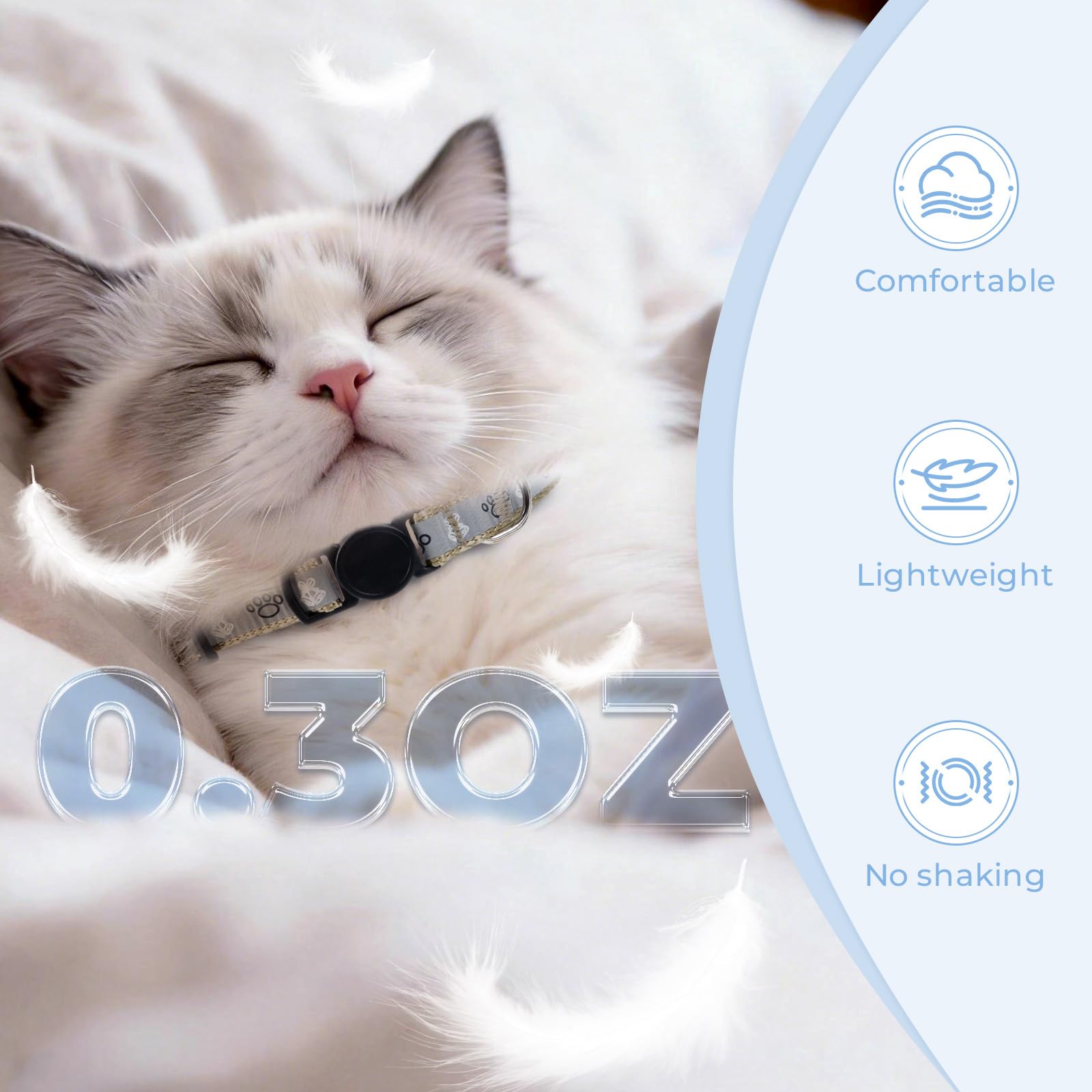 Cat Collar Breakaway, Reflective Kitten Collar with Bell, Khaki