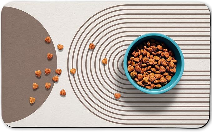 Dog Food Mats,Cat Absorbent Water Bowl Feeding Mats Pet Placemats for Food and Water Brown Bohemia 12 * 20 inch