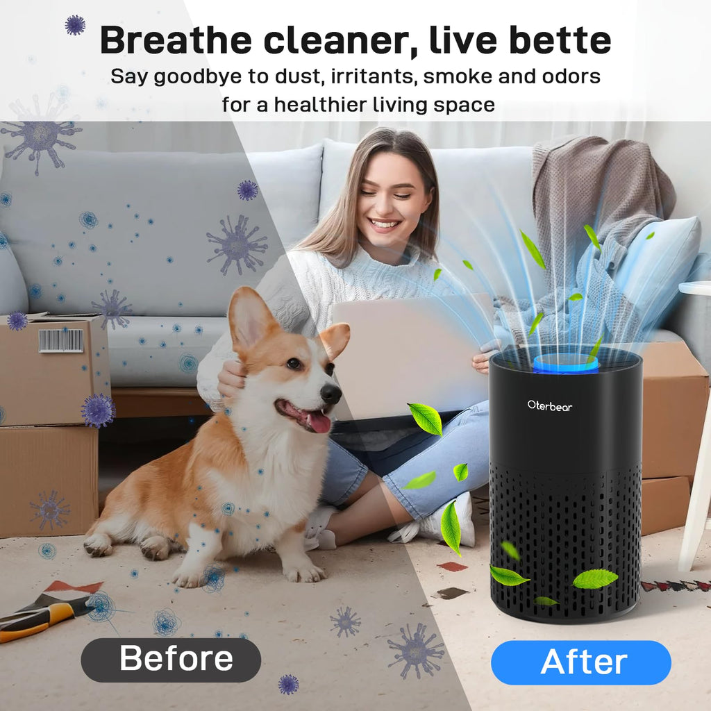 Air Purifiers for Home Bedroom Up to 1250 Ft² - H14 Air Purifier with Aroma & Sleep Mode - 24dB Small Room Air Purifier for Allergies, Smoke, Dust, Pollen, Pet Dander,4000B,Black