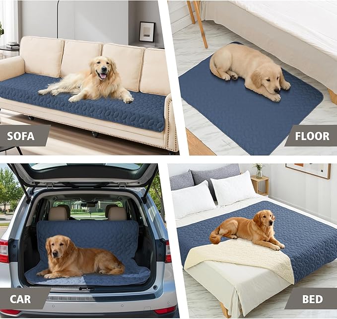 Ameritex Waterproof Pet Bed Cover Anti-Slip Dog Bed Blanket for Sofa and Furniture Waterproof New Pattern Design (Navyblue, 30x53 Inch (Pack of 1))