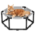 Tresbro Elevated Cat Hammock Bed, Hexagon Raised Cat Swing Bed for Indoor and Outdoor Use with Breathable Fabric & Anti-Slip Block, 20.5'' x 18'' x 9.4'' Pet Chair for Large to Small Kitty Cot