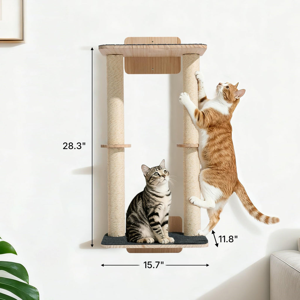 Veehoo Cat Wall Shelves, 28.3" Cat Wall Furniture with Scratcher