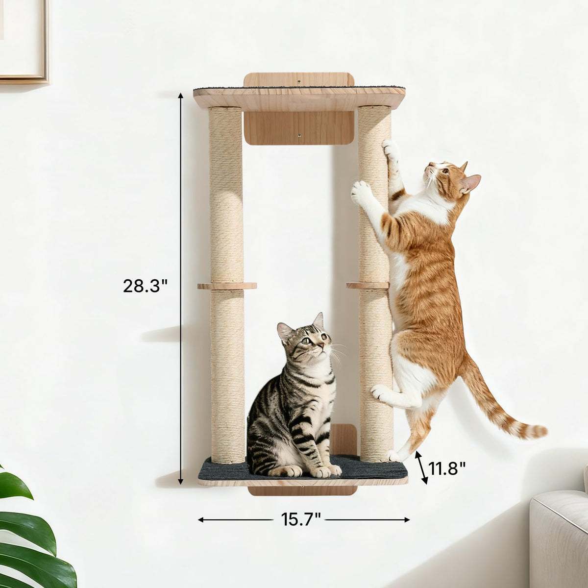 Veehoo Cat Wall Shelves, 28.3" Cat Wall Furniture with Scratcher