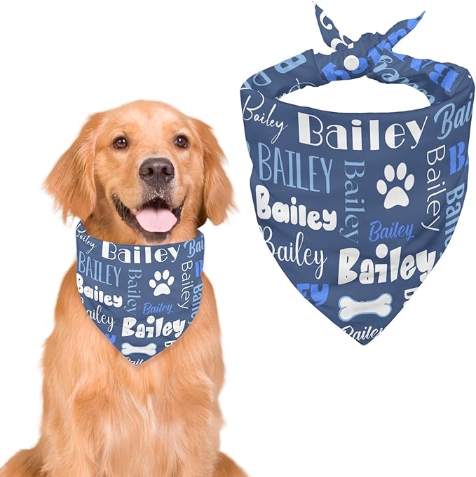 Personalized Dog Bandanas Custom Neckwear Name Button Anti-loosening