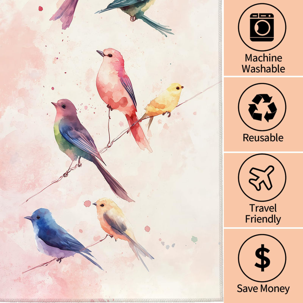 amepay Colorful Bird Hand Towels - 2 Pack, 14.5" X 28",Soft Microfiber Polyester Towel Set with Watercolor Birds Pattern,for Fun Bathroom Kitchen Spa Hotel Decor Gifts Nature-Inspired Look