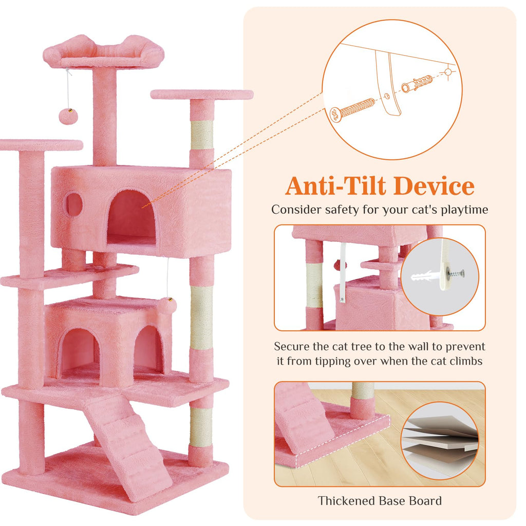 Sweetcrispy 54-inch Cat Tree Tower with Scratching Posts, Indoor Use