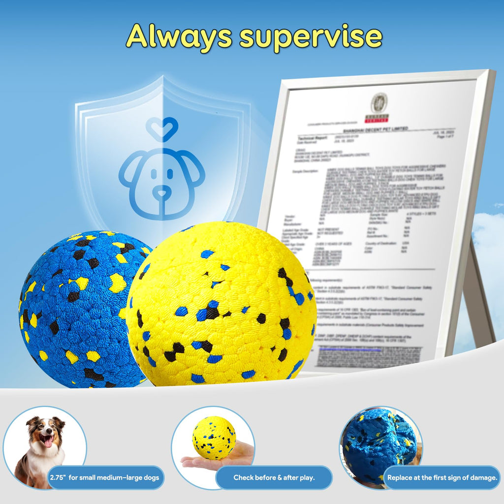 Kimee Dog Balls Tennis Balls Dog Chew Toys for Aggressive Chewers ETPU 4Pcs