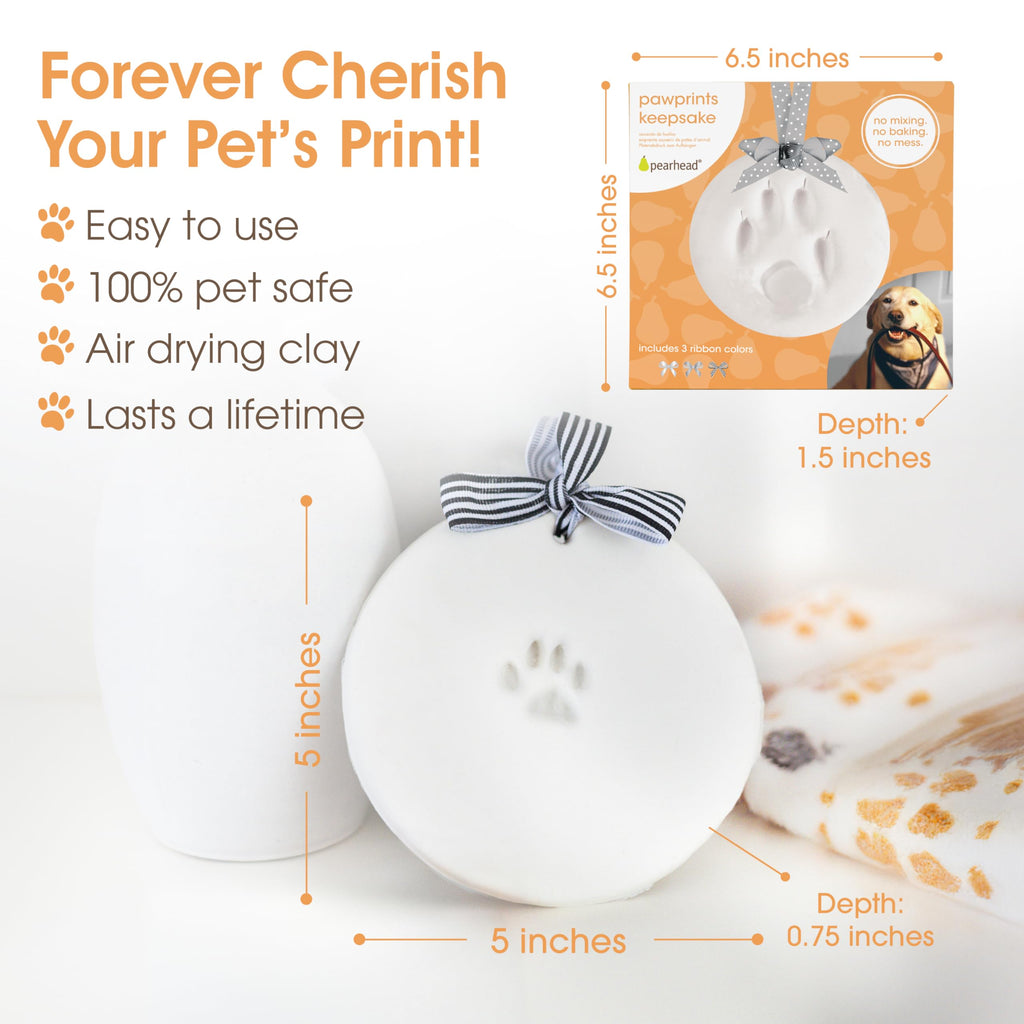 Pearhead Pet Paw Print Keepsake Ornament Kit, No-Bake Clay Kit