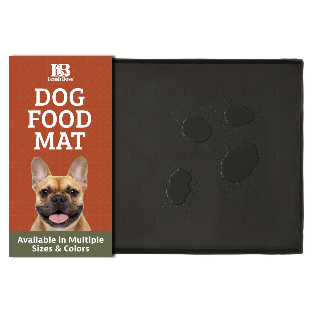 Leash Boss Dog Food Mat - Waterproof Cat & Dog Bowl Mat for Food and Water, Silicone Pet Feeding Mats for Floors, Non-Slip Placemat with High Edges, Puppy Essentials (ML: 20"x13", Beige)