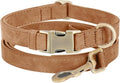 Genuine Leather Dog Collar - Adjustable Pet Collar with Quick Release Metal Buckle, Soft Skin Friendly Real Leather Collar for Small, Medium, Large Dogs (Brown Collar + Rope, L：Fit 15-23" Neck)