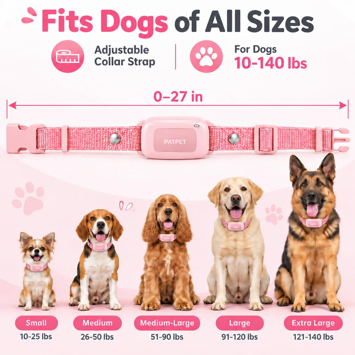 PATPET Dog Shock Collar for Medium Dogs- Dog Training Collar with Remote, Shock Collar for Small Dogs 10-100lbs, Rechargeable IPX7 Waterproof with Beep Vibration Shock Modes