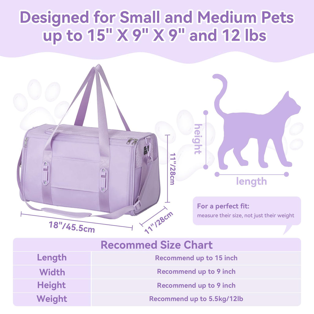 PETSFIT Cat Carrier Soft with Patented Safety Buckles, Safe for Car Travel