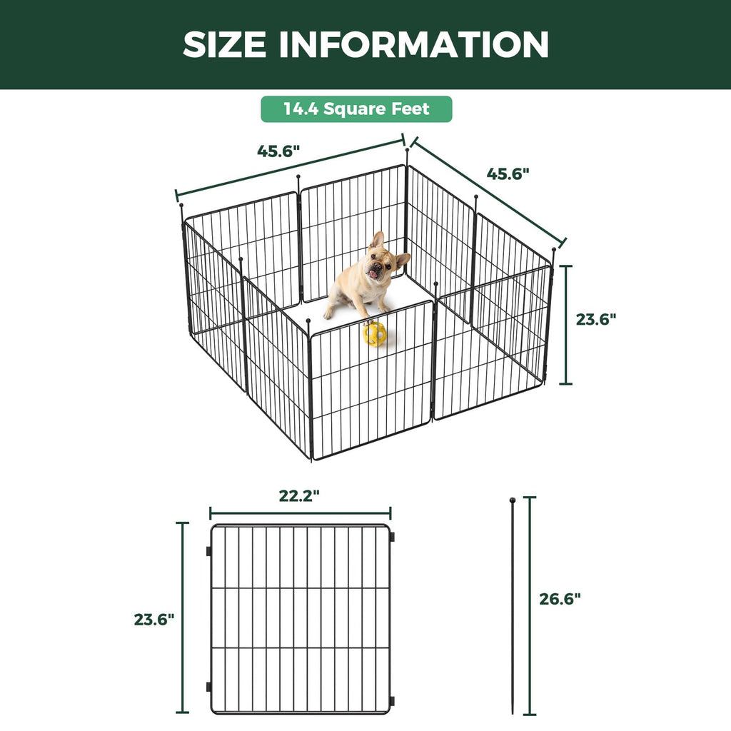 FXW MiniPaws Dog Playpen, Indoor, Yard & RV Camping, 24" H, 8 Panels