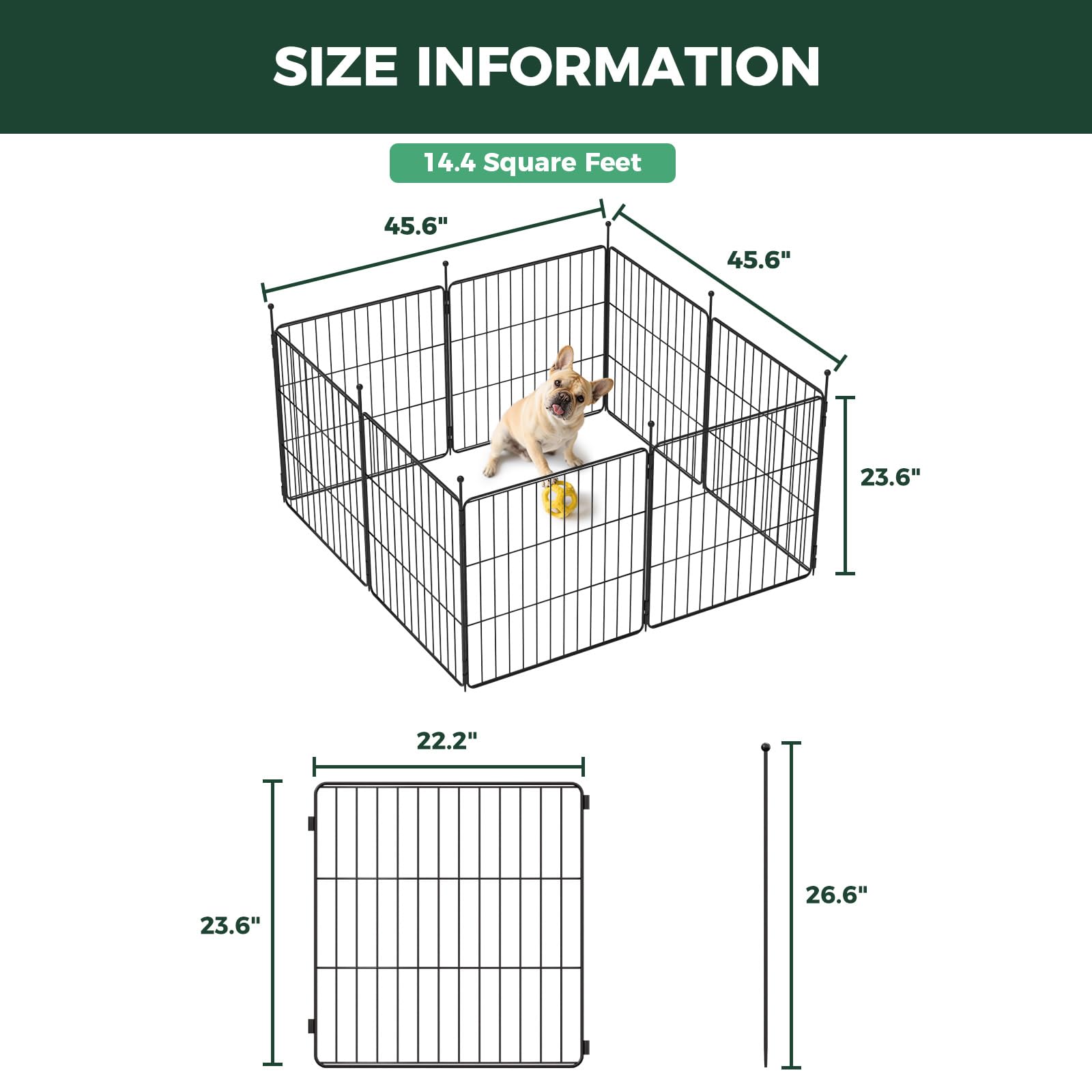 FXW MiniPaws Dog Playpen, Indoor, Yard & RV Camping, 24" H, 8 Panels