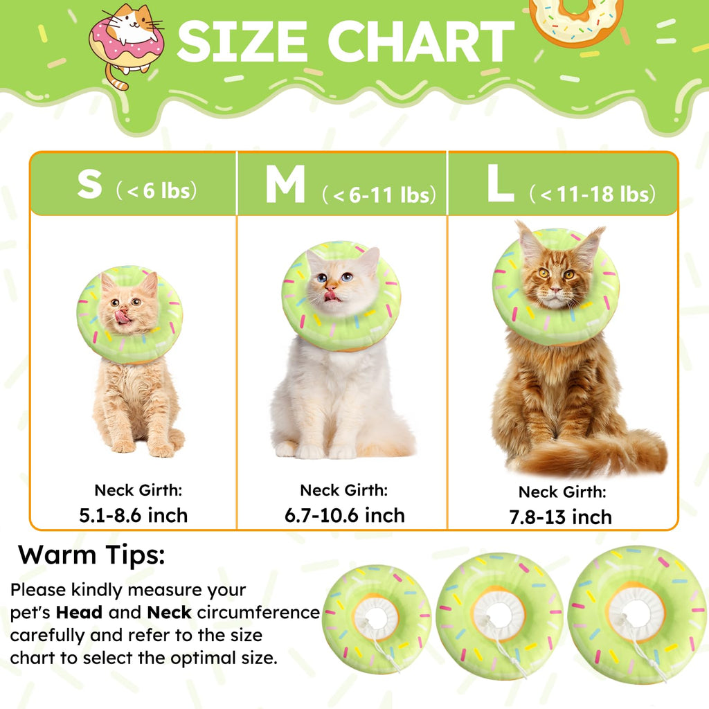 Hpetppy Cat Cone Collar Soft, Cat Recovery Collar for Wound Healing Cute Donut Adjustable Kitten Cones to Stop Licking Comfortable Lightweight Neck Elizabethan Collars for Kittens After Surgery