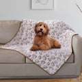 Stuffed Large Brown Premium Soft Dog Blanket, with Flannel Cute Paw Print, 43 * 66 inches, Cat Blanket Maltipoo Puppy Essentials