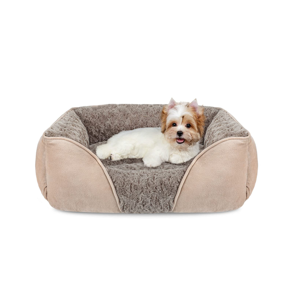 INVENHO Large Rectangle Orthopedic Dog Bed for Medium Small Dogs, Washable Soft Calming Puppy Sleeping Cuddler With Anti-Slip Bottom L(30"x24"x9")