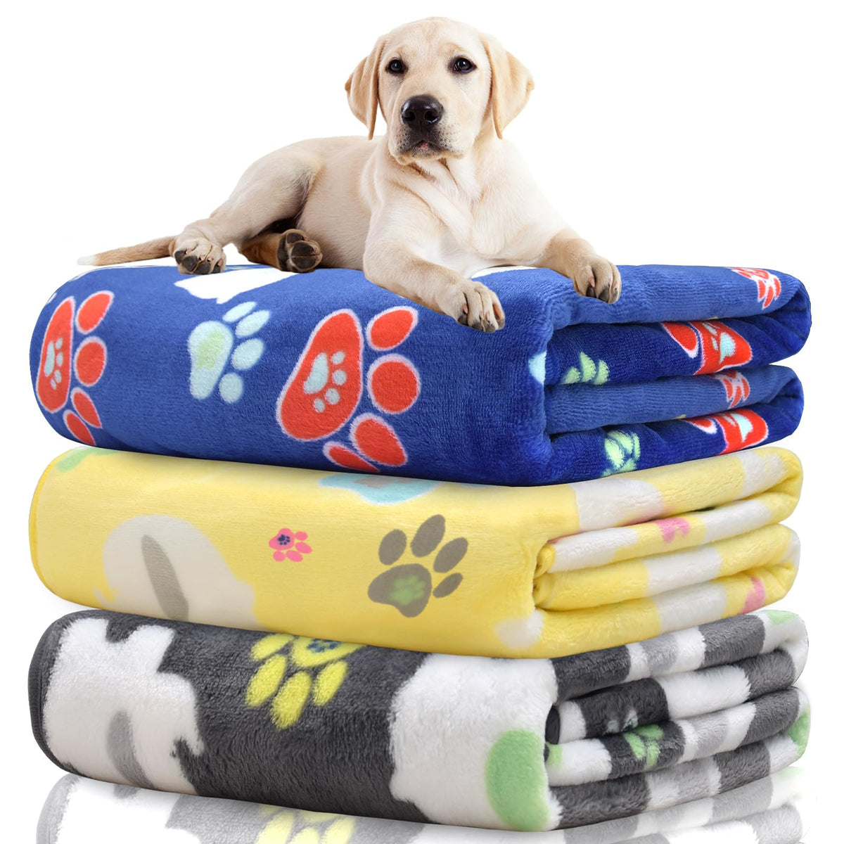 Rezutan 3 Pack Premium Soft Dog Blanket for Medium Dogs Puppy & Cat