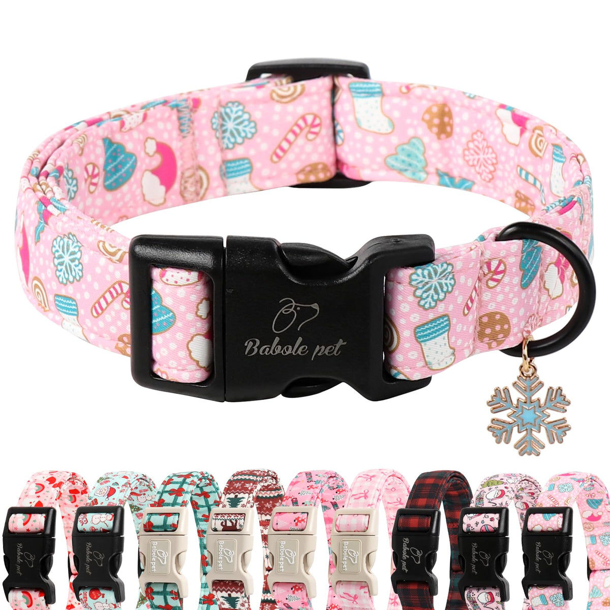 Babole Pet Nylon Dog Collar - Adjustable Black Soft Webbing Dog Collars for Small Medium Large Dogs Boy Girl Puppy Collar with Safety Metal Buckle S