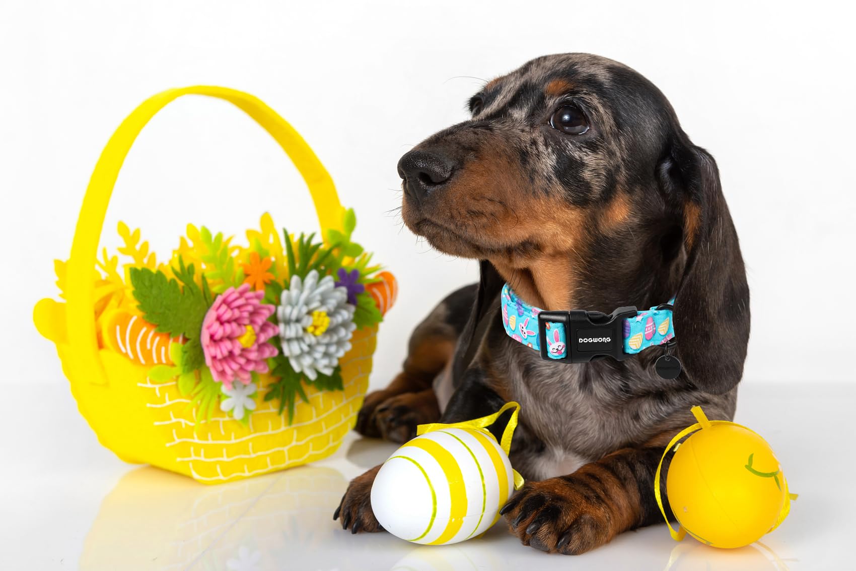DOGWONG Easter Dog Collar, Colorful Egg Dog Collar Soft Durable Adjustable Costume Cute Easter Puppy Collar for Small Medium Large Dog