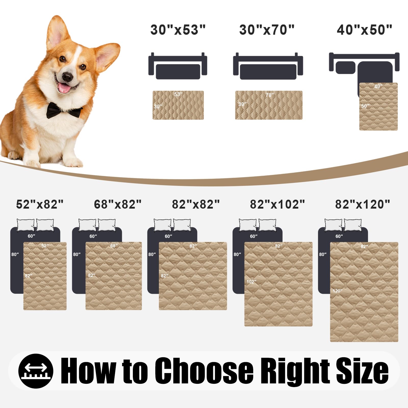 Smiry Waterproof Dog Bed Cover Blanket, Reversible Pet Blanket