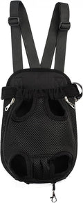 Pet Dog Puppy Cat Carrier Five Holes Backpack Double Shoulder Straps Canvas Cotton Front Chest Backpack Bag(Black, Small)