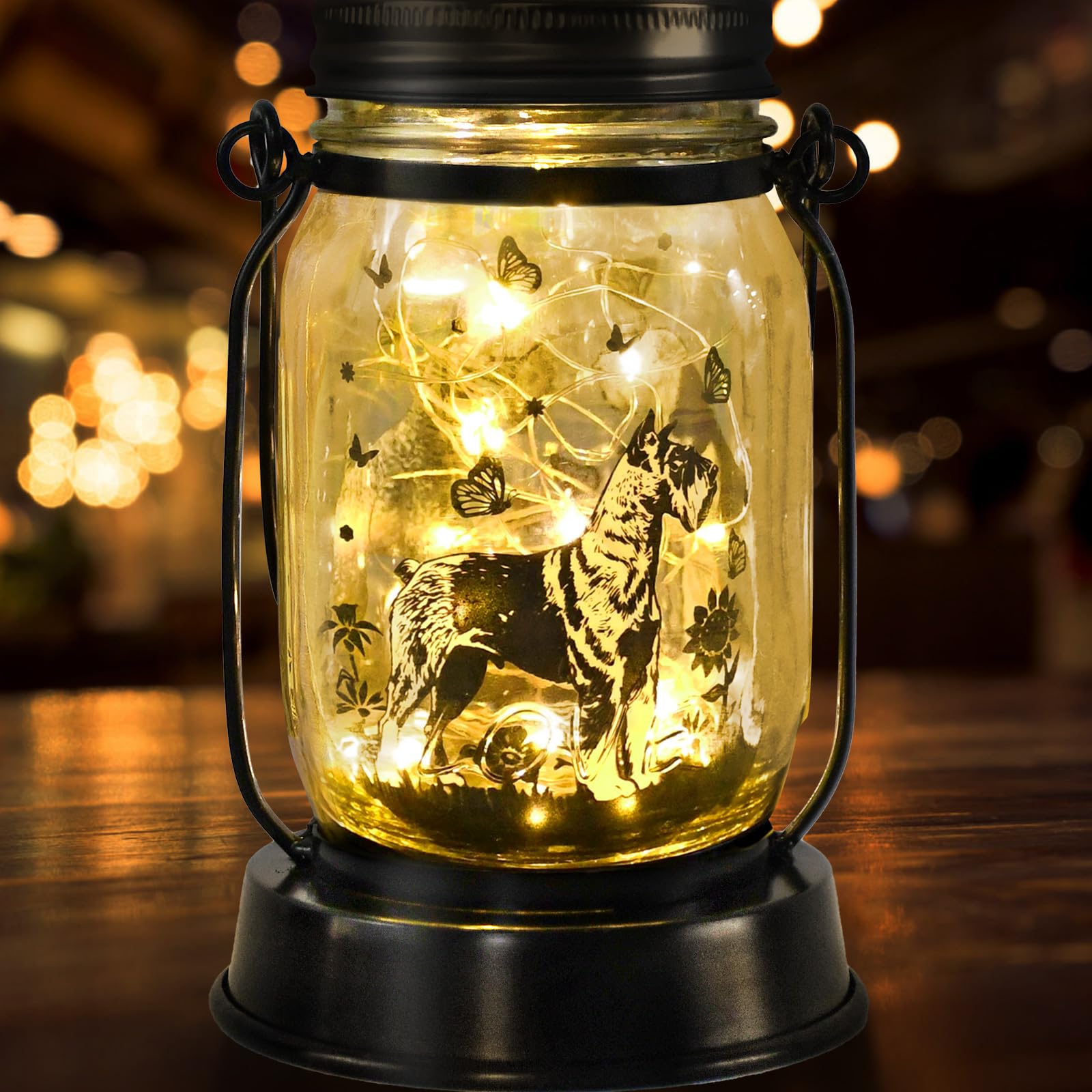 kyoryuger Terrier Dog Gifts for Women/Men, Pet Solar Lanterns Terrier Dog Lovers Lantern Pet Loss Dog Memorial Lights Solar Garden Decoration for Yard,Patio,Backyard,Torches Light