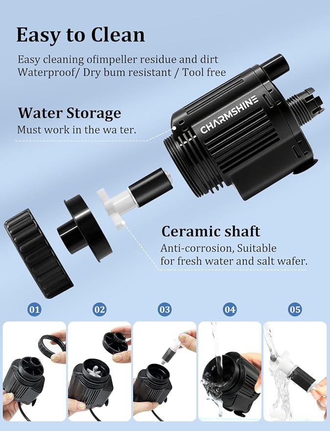 Gravel Vacuum for Aquarium, 6 in 1 Fish Tank Cleaner Tool Kit Electric Vacuum Gravel Cleaner for Aquarium Automatic Water Change, Wash Sand, Water Circulation,With Filter Cup, Hose Clamp (370GPH 22W)
