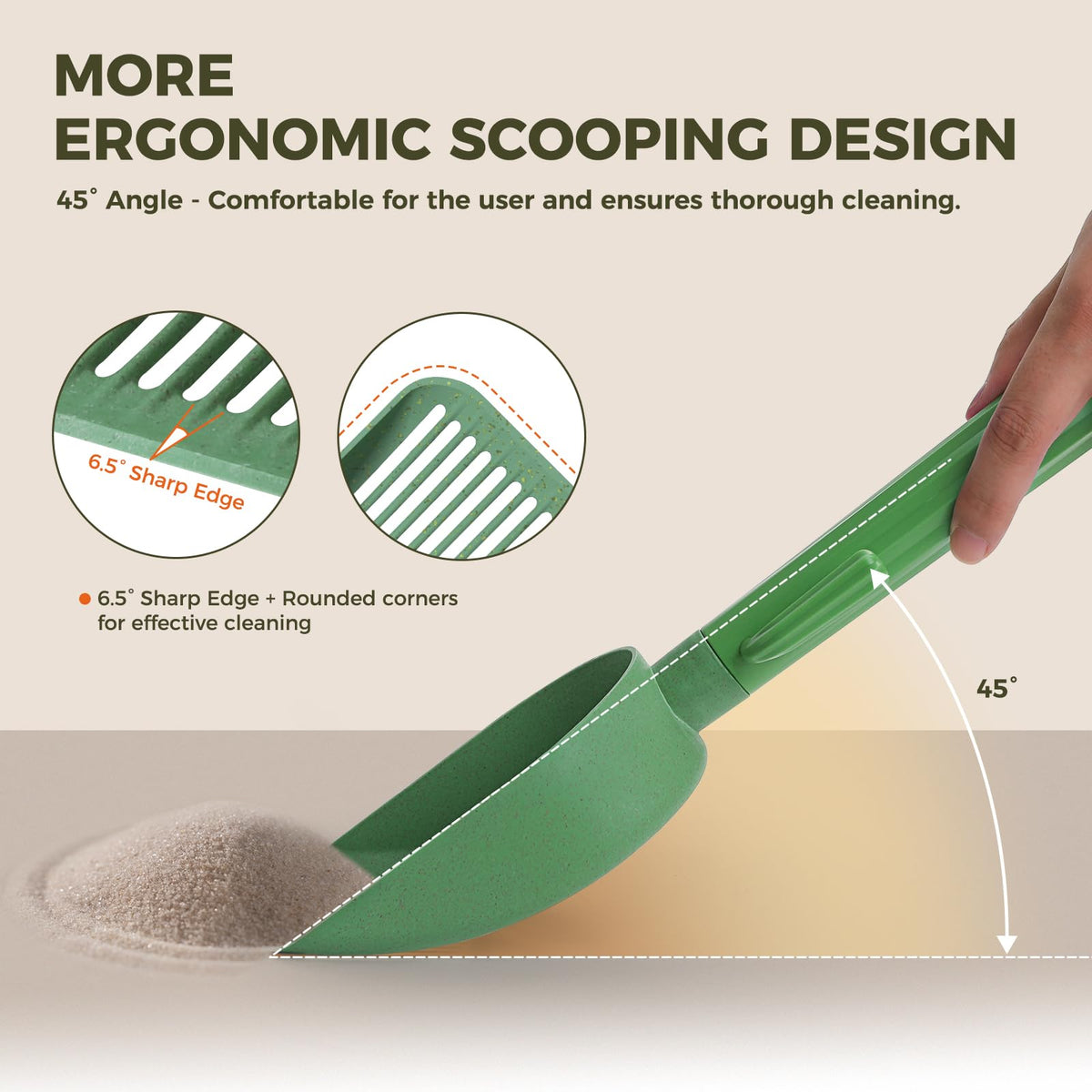 MUTTROS Cactus Cat Litter Scoop with Holder, 2 Replaceable Shovels, Green