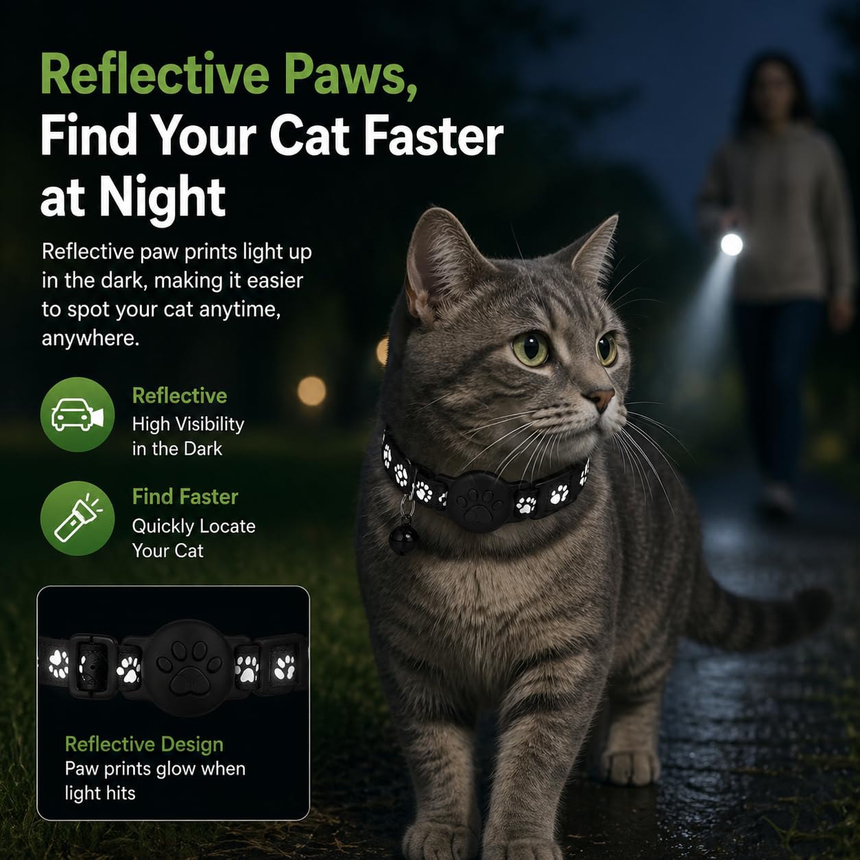 Pet Tracker,GPS Collar for Cats,Smart tag,Waterproof Compatible with Find My,No Monthly Fee,Advanced Tracking Solution Smart Collar for Pet Safety Ideal Small Large Cats(Android User)