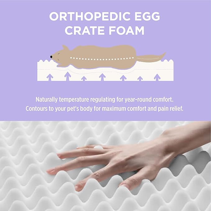 LE SURE Outdoor Waterproof Dog Bed for Medium Sized Dogs, Orthopedic Egg Crate Foam Pet Bed with Oxford Fabric Surface and Removable and Durable Cover, Machine Washable, 30''x20'', Grey